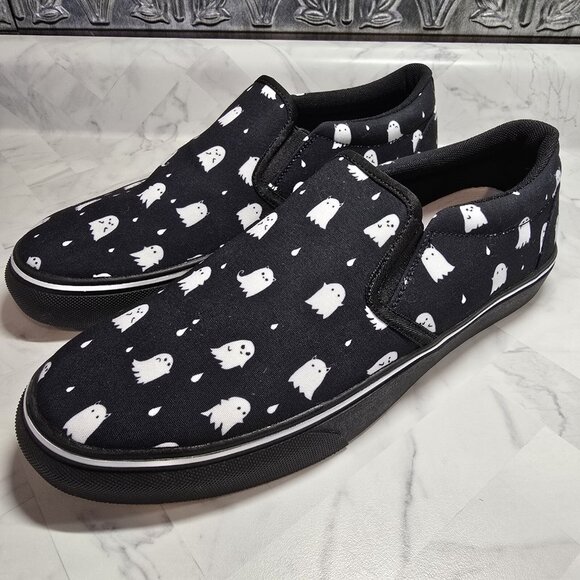 ROGUE + WOLF Ghost Party Slipons Size 10 M  11.5 W Vegan Canvas Shoes NEW Unisex - Picture 4 of 11